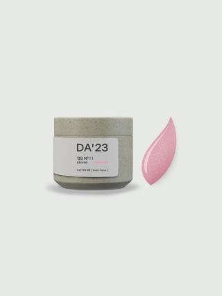 DA'23 COVER BASE BB #11, 15 ml - kamuflująca baza hybrydowa z mikrobrokatem (mleczny różowy nude)
