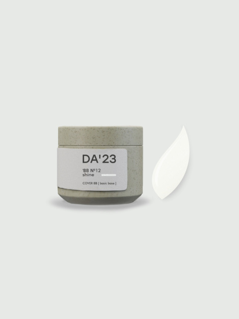 DA'23 COVER BASE BB #12, 15 ml - kamuflująca baza hybrydowa z mikrobrokatem (mleczny biały)