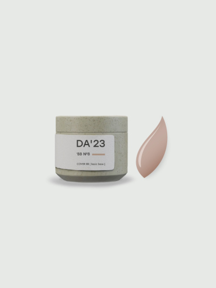 DA'23 COVER BASE BB #8, 15 ml - kamuflująca budująca baza hybrydowa (ciepły karmelowy nude)