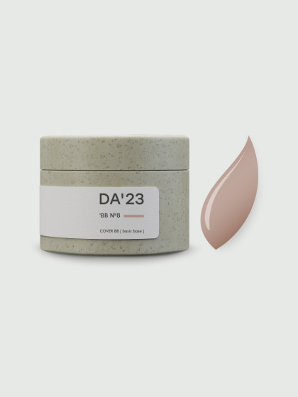 DA'23 COVER BASE BB #8, 30 ml - kamuflująca budująca baza hybrydowa (ciepły karmelowy nude)
