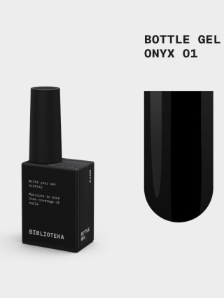 BIBLIOTEKA Bottle gel 01 Onyx - czarny żel do wzmocnienia paznokci, 10 ml