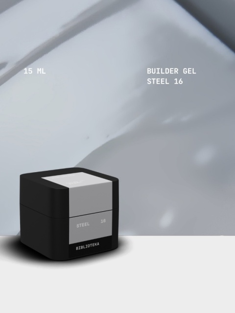 BIBLIOTEKA Builder gel 16 Steel - jasnoszary żel budujący, 15 ml