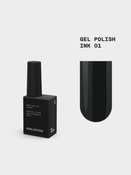 BIBLIOTEKA Gel Polish 01 Ink, 10 ml - lakier hybrydowy (głęboka, klasyczna czerń)