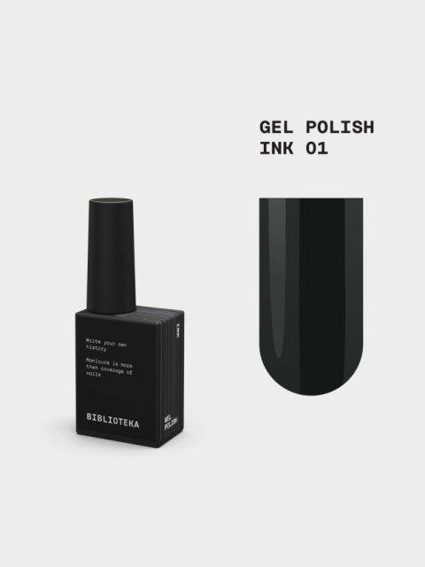 BIBLIOTEKA Gel Polish 01 Ink, 10 ml - lakier hybrydowy (głęboka, klasyczna czerń)