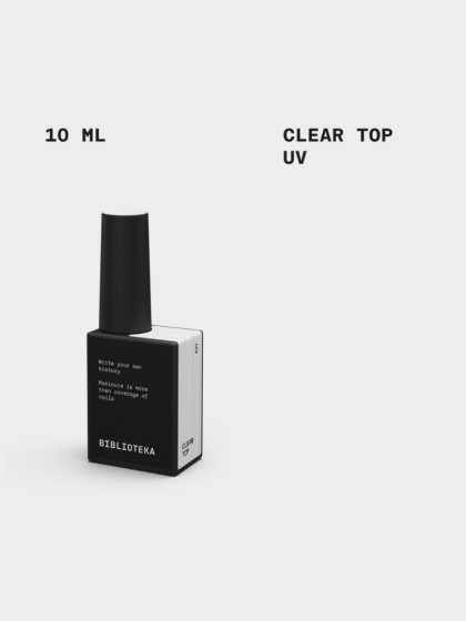 BIBLIOTEKA CLEAR TOP UV - błyszczący top bez lepkiej warstwy z UV-filtrem, 10 ml