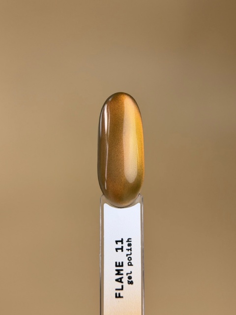 BIBLIOTEKA Cat Eye Gel Polish 11 Flame, 10 ml - miedziano-bursztynowy lakier hybrydowy z efektem „kociego oka"
