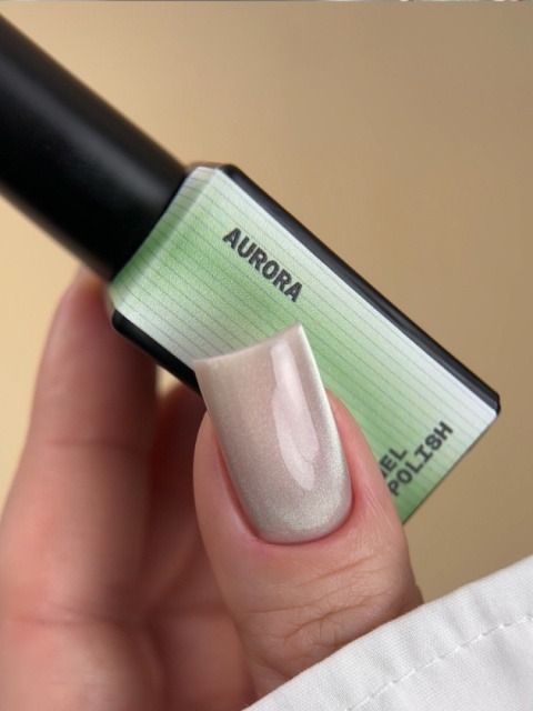 BIBLIOTEKA Cat Eye Gel Polish 12 Aurora, 10 ml - szałwiowo-zielony lakier hybrydowy z efektem „kociego oka"