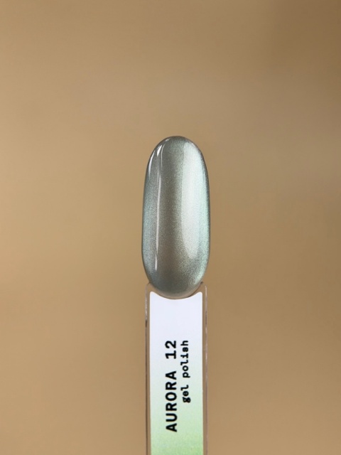 BIBLIOTEKA Cat Eye Gel Polish 12 Aurora, 10 ml - szałwiowo-zielony lakier hybrydowy z efektem „kociego oka"