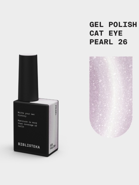 BIBLIOTEKA Cat Eye Gel Polish 26 Pearl, 10 ml - beżowy lakier hybrydowy z efektem „kociego oka"
