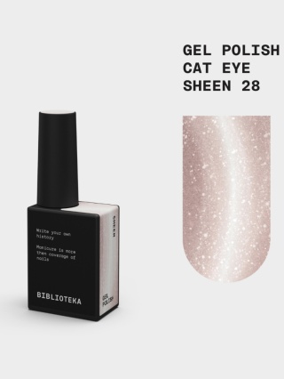 BIBLIOTEKA Cat Eye Gel Polish 28 Sheen, 10 ml - szampański złoty lakier hybrydowy z efektem „kociego oka"