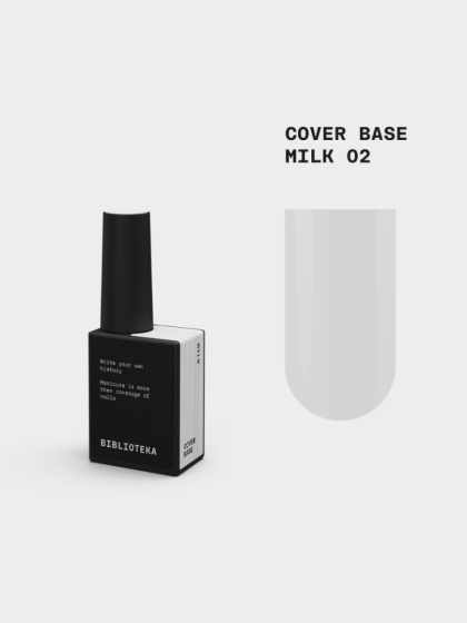 BIBLIOTEKA Cover Base 02 Milk - kamuflująca baza hybrydowa w delikatnym, mlecznobiałym odcieniu, 10 ml