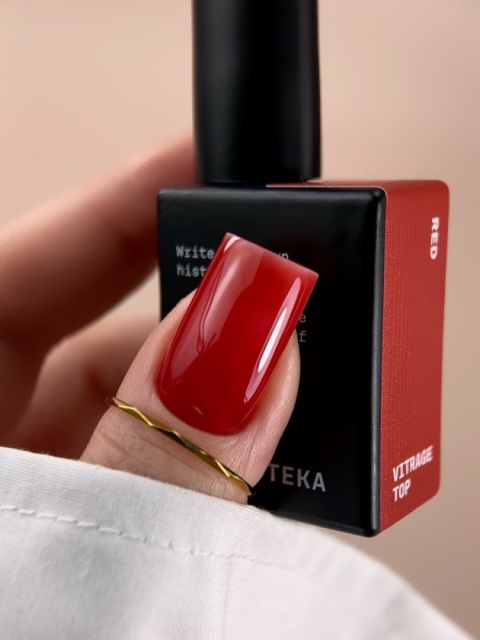 BIBLIOTEKA Cover Top Vitrage Red - czerwony top hybrydowy bez warstwy dyspersyjnej, 10 ml