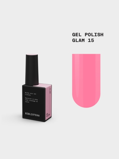 BIBLIOTEKA Gel Polish 15 Glam, 10 ml - lakier hybrydowy (cukierkowy, jasny róż)