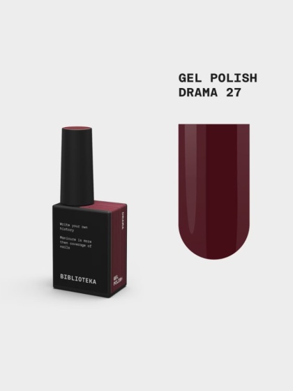 BIBLIOTEKA Gel Polish 27 Drama, 10 ml - lakier hybrydowy (głęboka, ciemna wiśnia)