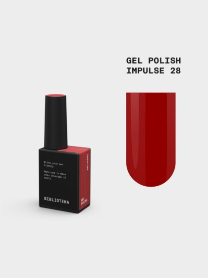 BIBLIOTEKA Gel Polish 28 Impulse, 10 ml - (klasyczna, nasycona czerwień)