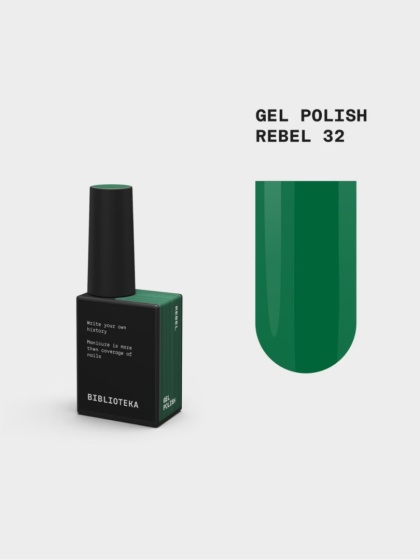 BIBLIOTEKA Gel Polish 32 Rebel, 10 ml - lakier hybrydowy (ciemna, butelkowa zieleń)
