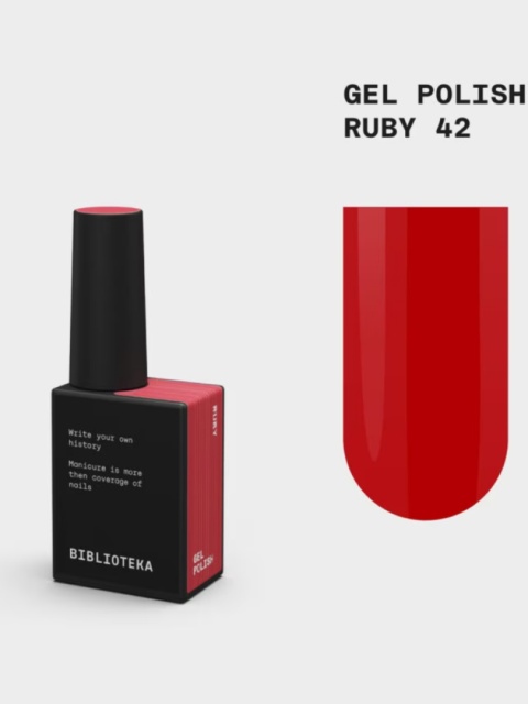 BIBLIOTEKA Gel Polish 42 Ruby, 10 ml - lakier hybrydowy (klasyczna czerwień)