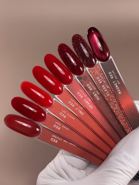 BIBLIOTEKA Gel Polish Flash Red, 10 ml - lakier hybrydowy (czerwień z efektem odblaskowym)