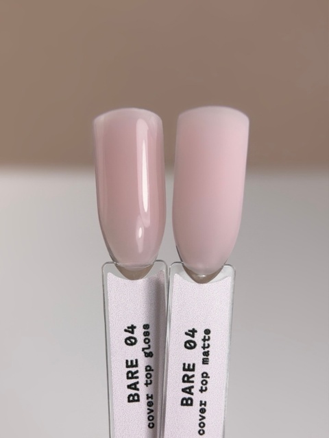 BIBLIOTEKA Gloss Cover Top BARE 04 - mlecznoróżowy top hybrydowy bez warstwy dyspersyjnej, 10 ml