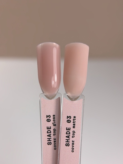 BIBLIOTEKA Gloss Cover Top SHADE 03 - różowo-beżowy top hybrydowy bez warstwy dyspersyjnej, 10 ml