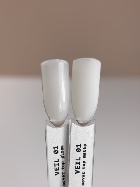 BIBLIOTEKA Gloss Cover Top VEIL 01 - mleczny top hybrydowy bez warstwy dyspersyjnej, 10 ml