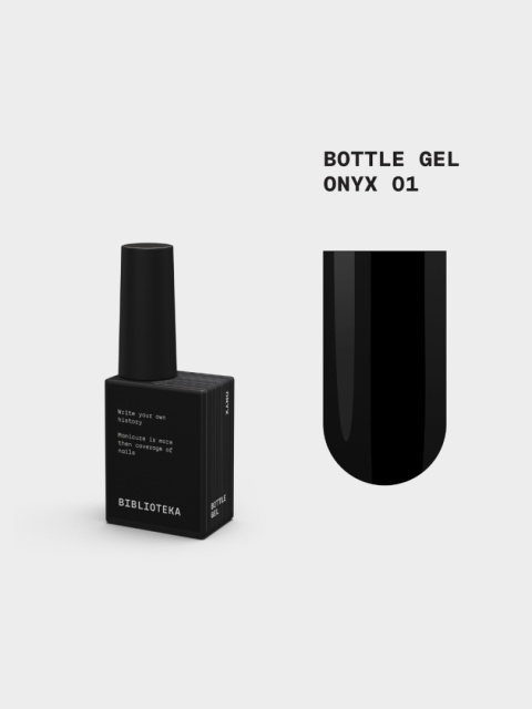 BIBLIOTEKA Bottle gel 01 Onyx - czarny żel do wzmocnienia paznokci, 10 ml