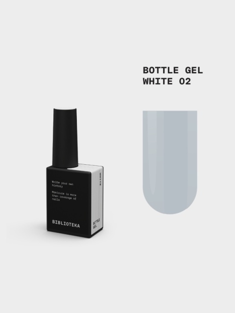 BIBLIOTEKA Bottle gel 02 White - biały żel do wzmocnienia paznokci, 10 ml
