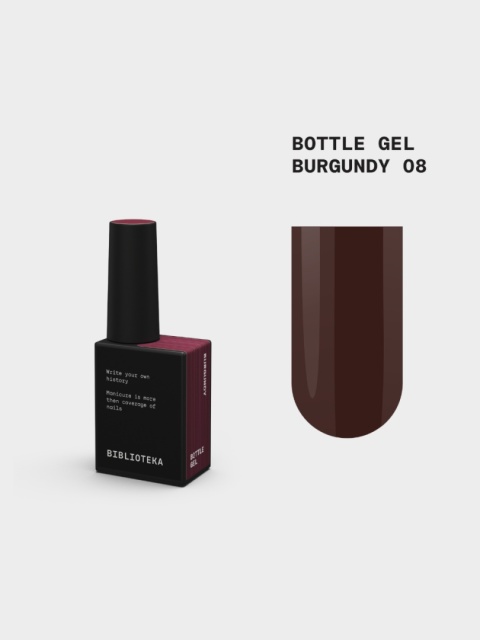 BIBLIOTEKA Bottle gel 08 Burgundy - bordowy żel do wzmocnienia paznokci, 10 ml