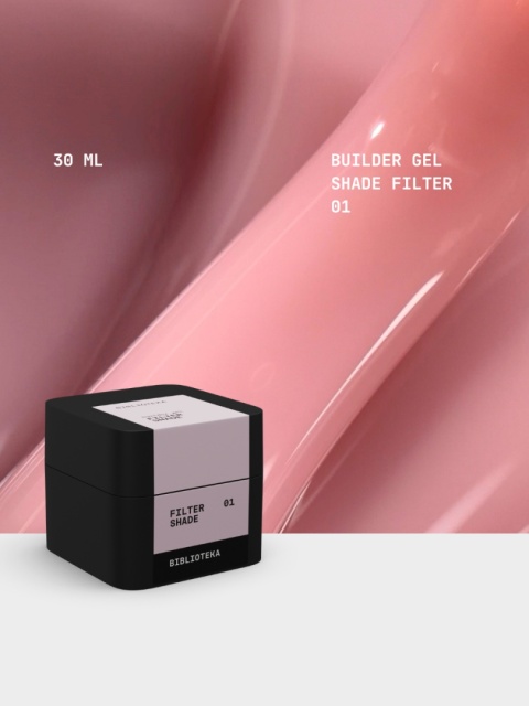 BIBLIOTEKA Builder gel 01 Shade Filter - półprzezroczysty przygaszony różowy żel budujący, 30 ml