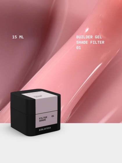 BIBLIOTEKA Builder gel 01 Shade Filter - półprzezroczysty przygaszony różowy żel budujący, 15 ml