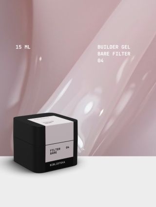 BIBLIOTEKA Builder gel 04 Bare Filter - półprzezroczysty jasnoróżowy żel budujący, 15 ml