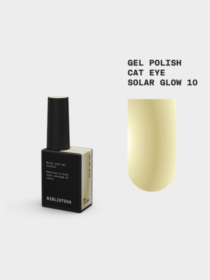 BIBLIOTEKA Cat Eye Gel Polish 10 Solar Glow, 10 ml - złoty lakier hybrydowy z efektem „kociego oka"