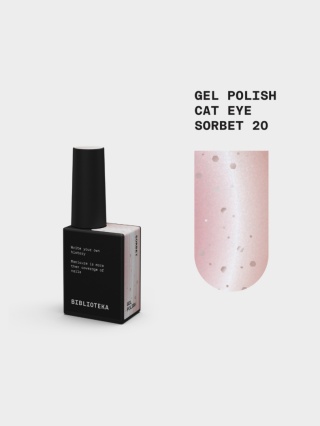 BIBLIOTEKA Cat Eye Gel Polish 20 Sorbet, 10 ml - jasnoróżowy lakier hybrydowy z efektem „kociego oka"