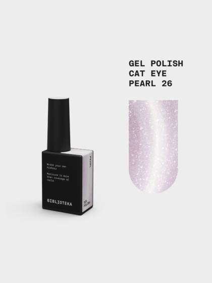 BIBLIOTEKA Cat Eye Gel Polish 26 Pearl, 10 ml - beżowy lakier hybrydowy z efektem „kociego oka"