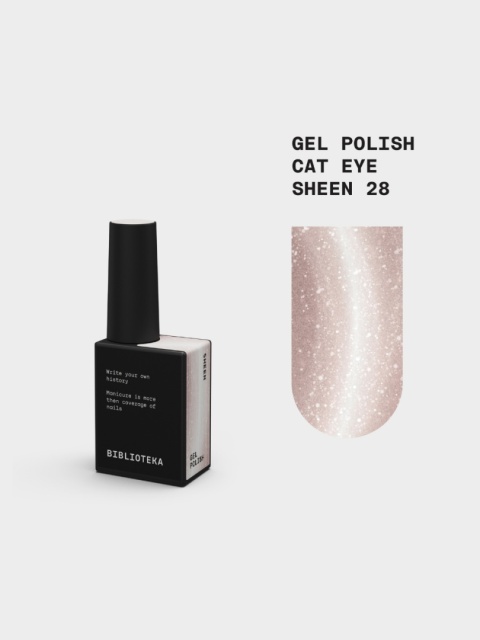 BIBLIOTEKA Cat Eye Gel Polish 28 Sheen, 10 ml - szampański złoty lakier hybrydowy z efektem „kociego oka"