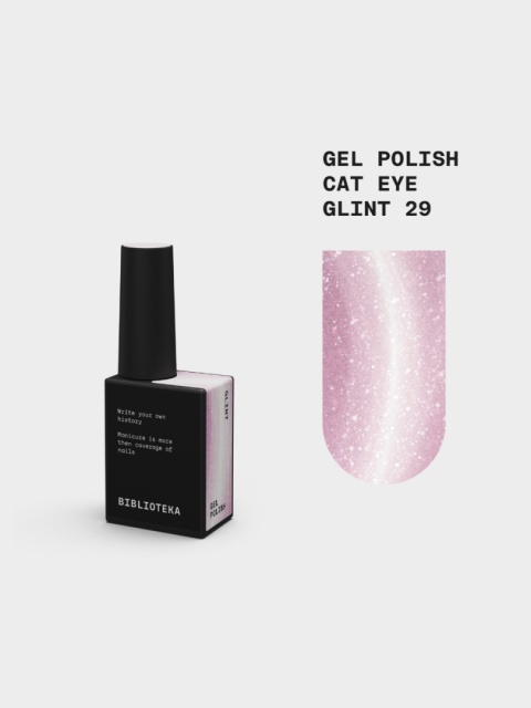 BIBLIOTEKA Cat Eye Gel Polish 29 Glint, 10 ml - różowo-złoty lakier hybrydowy z efektem „kociego oka"