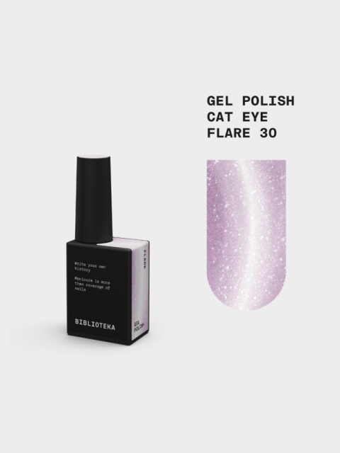 BIBLIOTEKA Cat Eye Gel Polish 30 Flare, 10 ml - malinowo-różowy lakier hybrydowy z efektem „kociego oka"