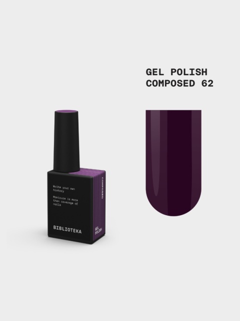 BIBLIOTEKA Gel Polish 62 Composed, 10 ml - lakier hybrydowy (intensywny, ciemny fiolet)