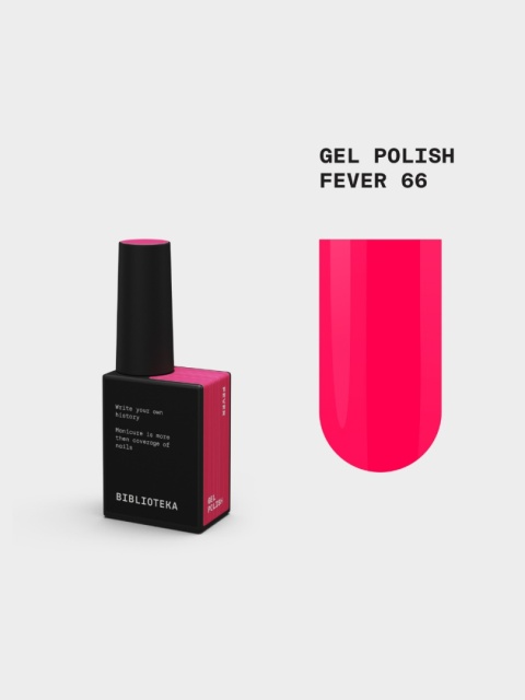BIBLIOTEKA Gel Polish 66 Fever, 10 ml - lakier hybrydowy (neonowy czerwono-różowy)