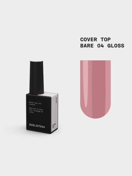 BIBLIOTEKA Gloss Cover Top BARE 04 - mlecznoróżowy top hybrydowy bez warstwy dyspersyjnej, 10 ml