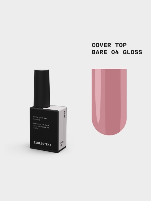 BIBLIOTEKA Gloss Cover Top BARE 04 - mlecznoróżowy top hybrydowy bez warstwy dyspersyjnej, 10 ml