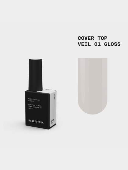 BIBLIOTEKA Gloss Cover Top VEIL 01 - mleczny top hybrydowy bez warstwy dyspersyjnej, 10 ml