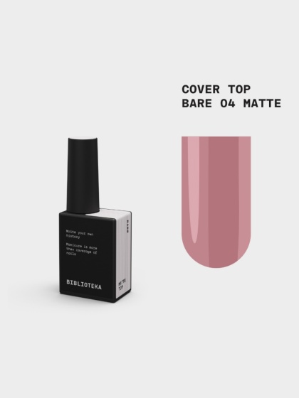 BIBLIOTEKA Matte Cover Top BARE 04 - matowy mlecznoróżowy top hybrydowy bez warstwy dyspersyjnej, 10 ml