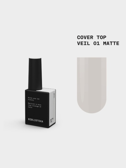 BIBLIOTEKA Matte Cover Top VEIL 01 - matowy mleczny top hybrydowy bez warstwy dyspersyjnej, 10 ml